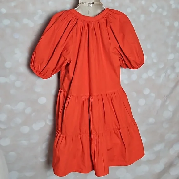 Japna | Orange Cotton Ruffled Mini Dress - Picture 3 of 6